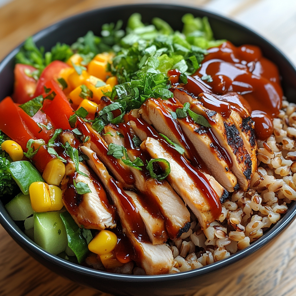 Best BBQ Sauces for High-Protein Chicken Bowls (Sweet, Smoky & Spicy) 6 High-protein chicken bowl with sweet and smoky BBQ sauce