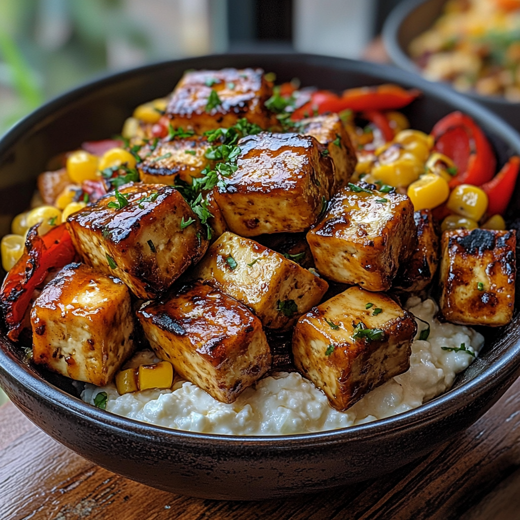 Vegetarian BBQ Cottage Cheese Bowls – The Best 3 Plant-Powered BBQ Ideas 9 BBQ tofu with cottage cheese and roasted veggies