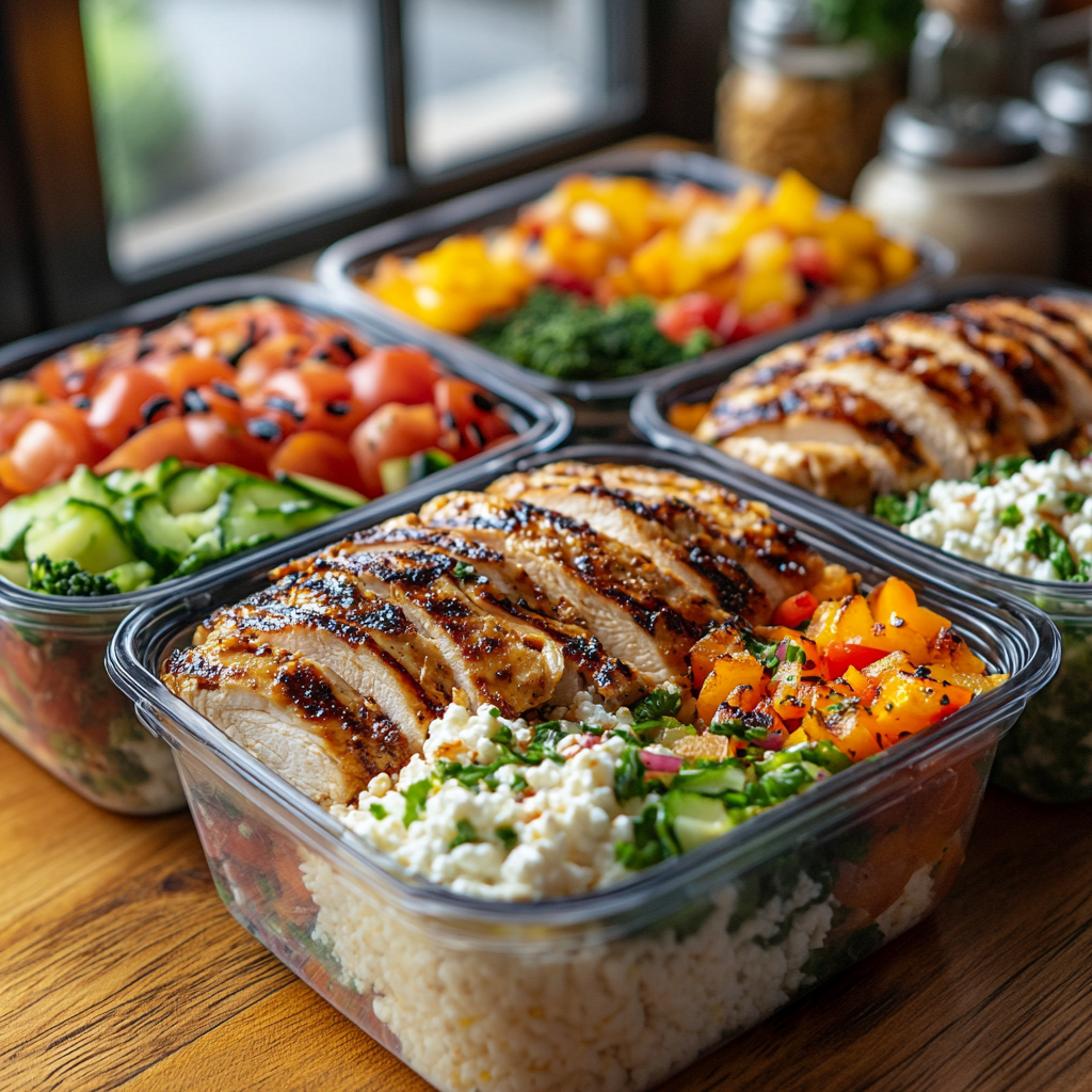 How to Meal Prep BBQ Chicken & Cottage Cheese Bowls (The Best 5-Day Plan) 10 meal prep BBQ chicken & cottage cheese bowls in containers