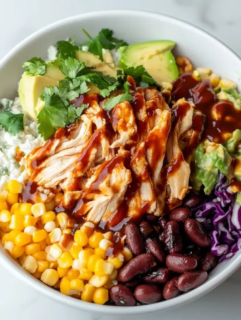 BBQ Chicken Cottage Cheese Bowl: The Ultimate High-Protein Meal in 10 Minutes 4 BBQ Chicken Cottage Cheese Bowl with roasted corn and avocado