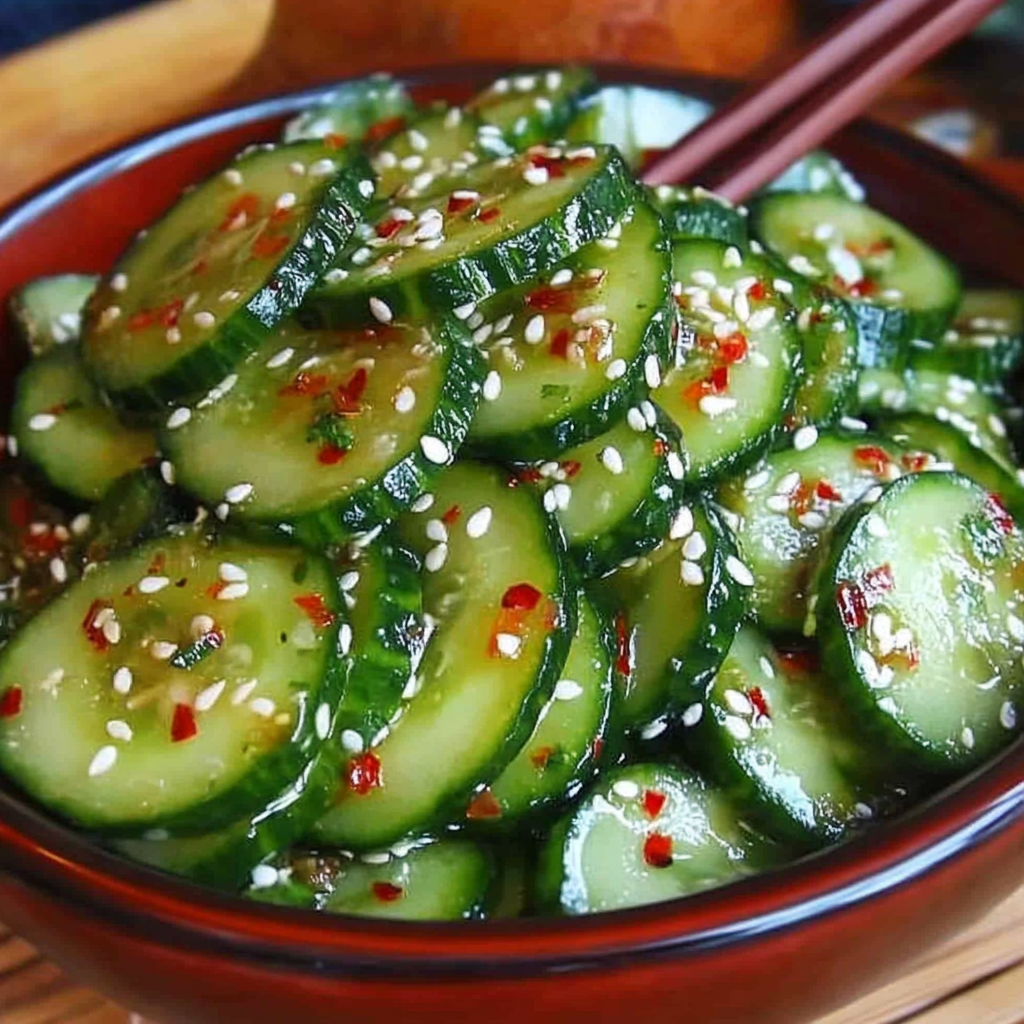 Refreshing Sesame Ginger Cucumber Salad: A Bright, Crunchy Bowl of Summer Flavor 9 Refreshing sesame ginger cucumber salad served in a rustic bowl