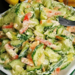 Cucumber Salad: A Fresh Take From My Southern Kitchen 11 Close-up of creamy cucumber salad with cabbage and bell peppers